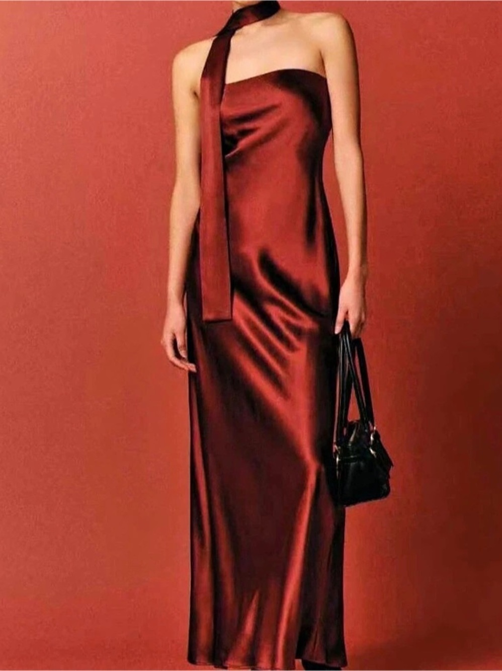 Reformation Oren Silk Dress Strapless Red Maxi Size Large